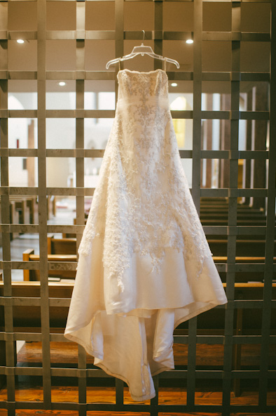 hanging wedding dress