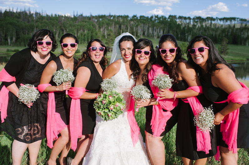 bridal party in hot pink colors