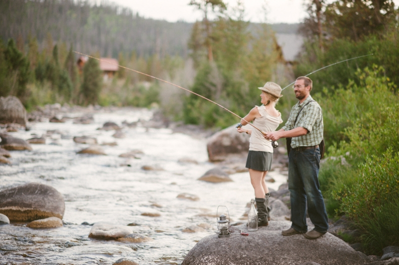 Rustic Colorado fishing engagement 