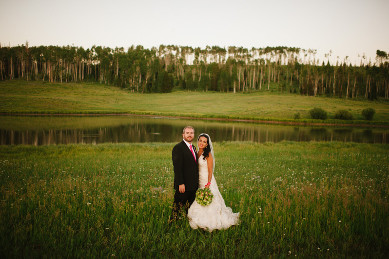 bride and groom at Midnight Ranch wedding near Steamboat Springs, Colorado