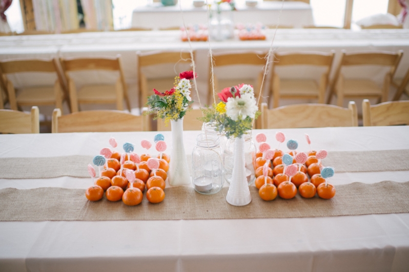 orange decorations at wedding