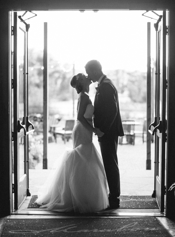 bride and groom kissing